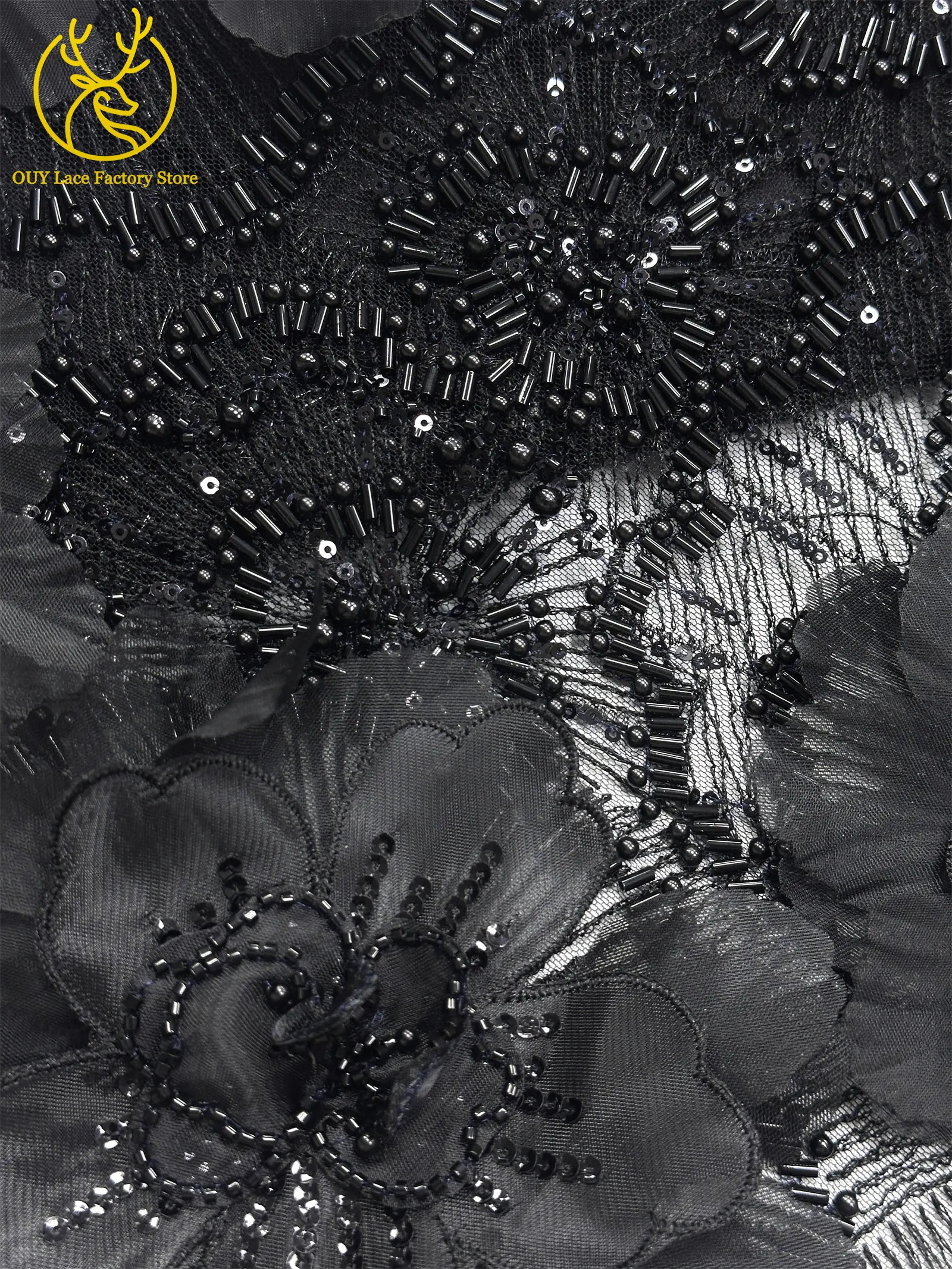 Hochwertige Exquisite 3D-Stickerei Blumen-Tüllspitze Hochwertige Afrikanische Perlen-Pailletten-Spitze Französischer Tüll Hochzeitskleid-Stoff – Detail 30