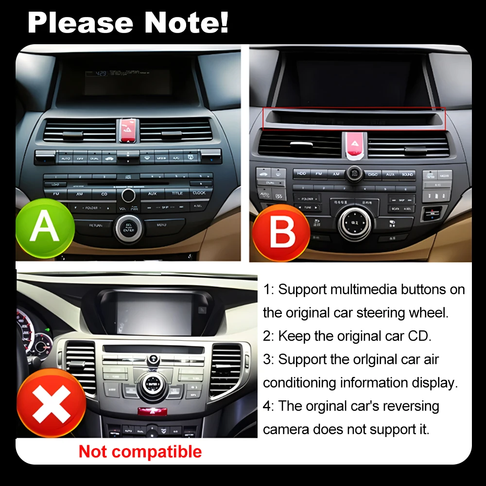 QLED 2400*900P Ultra Thin Host Android 16 Car Radio Multimedia For Honda Accord 8 2008-2013 Wireless CarPlay Navigation GPS WIFI