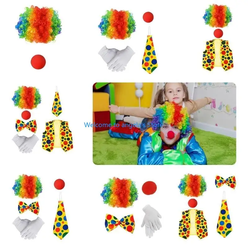 X4YC Adult Clown Cosplay Costume Rainbow Outfit for Halloween and Pretend Play