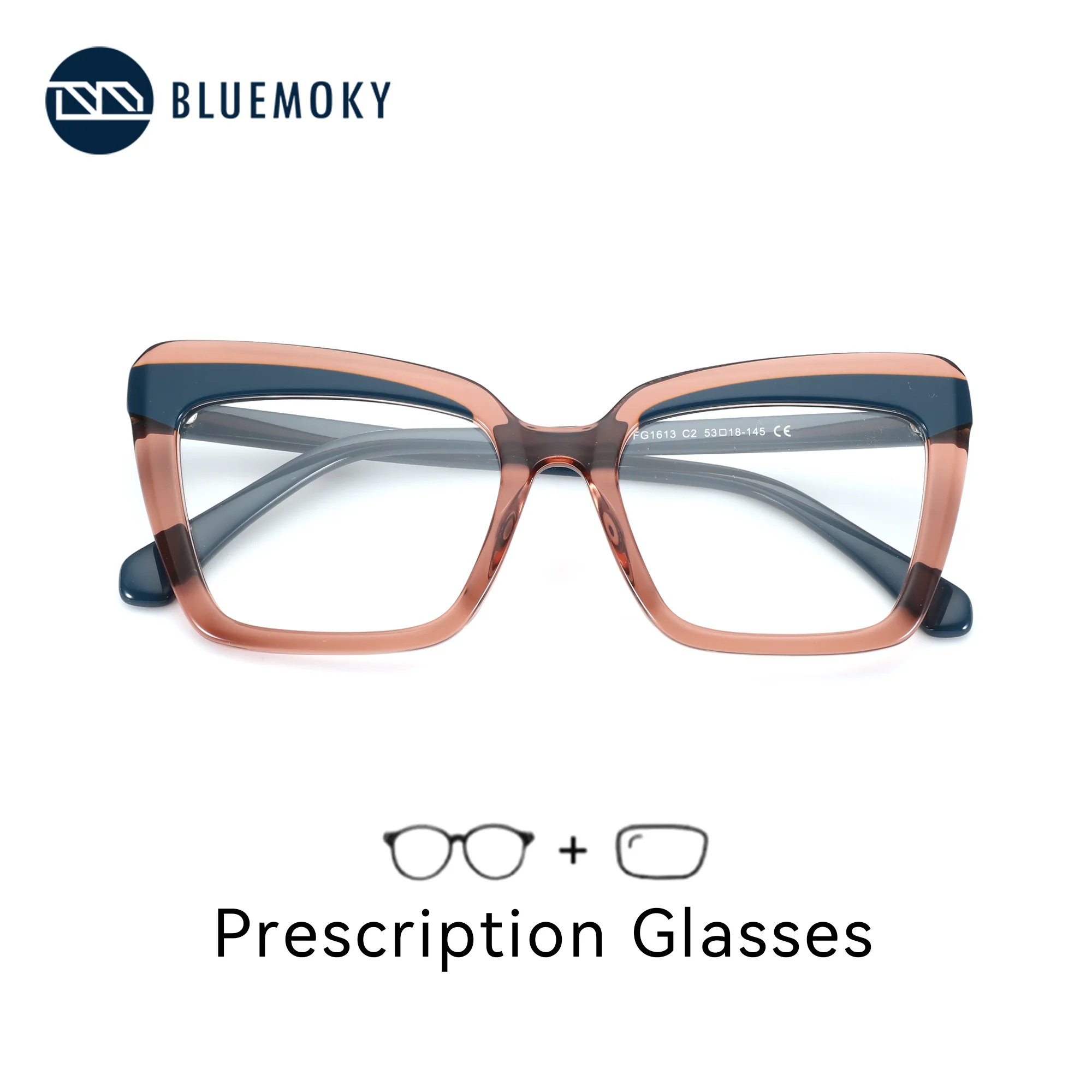 

BLUEMOKY S Size Trendy Cat Eye Graduated Photochromic Multifocal Glasses Fashion Acetate&Metal Myopia/Hyperopia Lenses For Woman