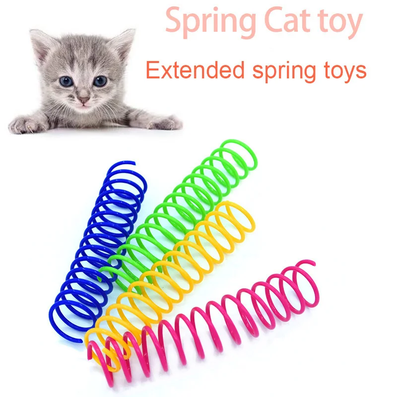 4/8/12/16pcs Cat Large Color Plastic Spring Toy Beating Dog Samll Toy Interactive Funny Kitten Good Supplies Accessories Home