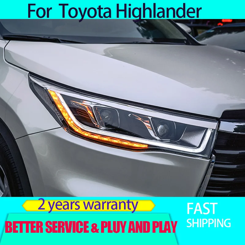 

Стайлинг автомобиля для Toyota фара Highlander 2015-2017, модифицированный телефон, дневные ходовые огни, сигнал поворота воды