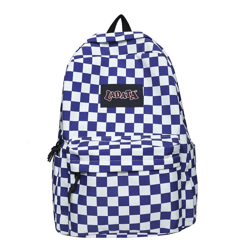 TRAVEASY New Woman Backpacks Fashion Checkerboard Nylon School Bags Female Student Casual Book Bags Lady Plaid 2023 Solid Color