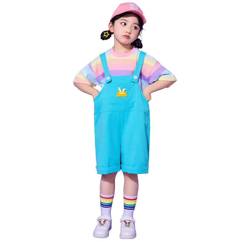 

Kids Denim Overalls for Teenage Summer Jeans Dungarees Girls Pocket Jumpsuit Children Shorts Pants For Age 4 5 7 9 11 13 Years