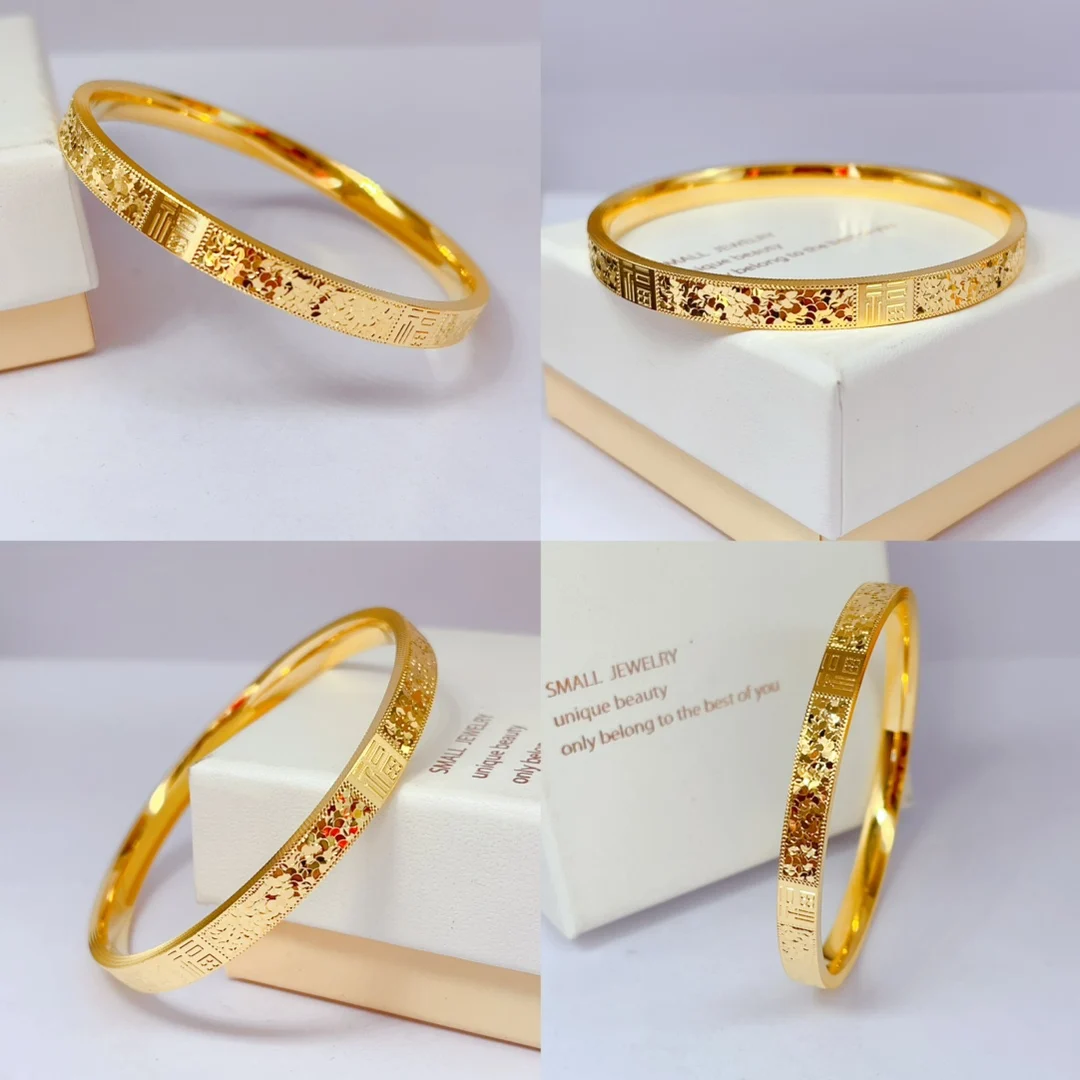 

Women's Icy Crack Bangle, 24K Gold, AU999 | Antique Song Dynasty celadon replica, vintage cultural grandeur.