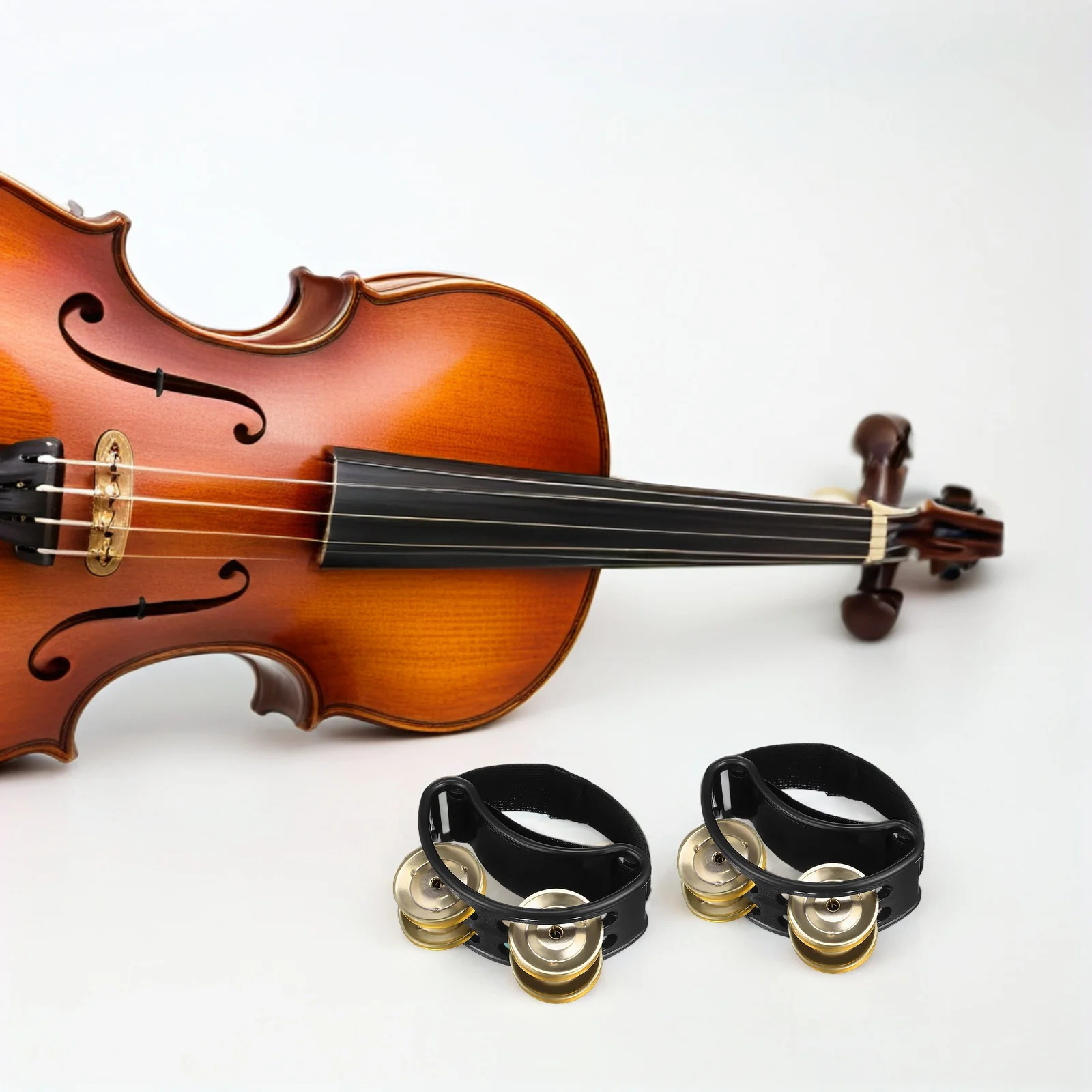 

4Pcs Double Row Foot Tambourine Foot Pedal Shoe Shakers Musical Instrument for Bands Concerts Practice Percussion