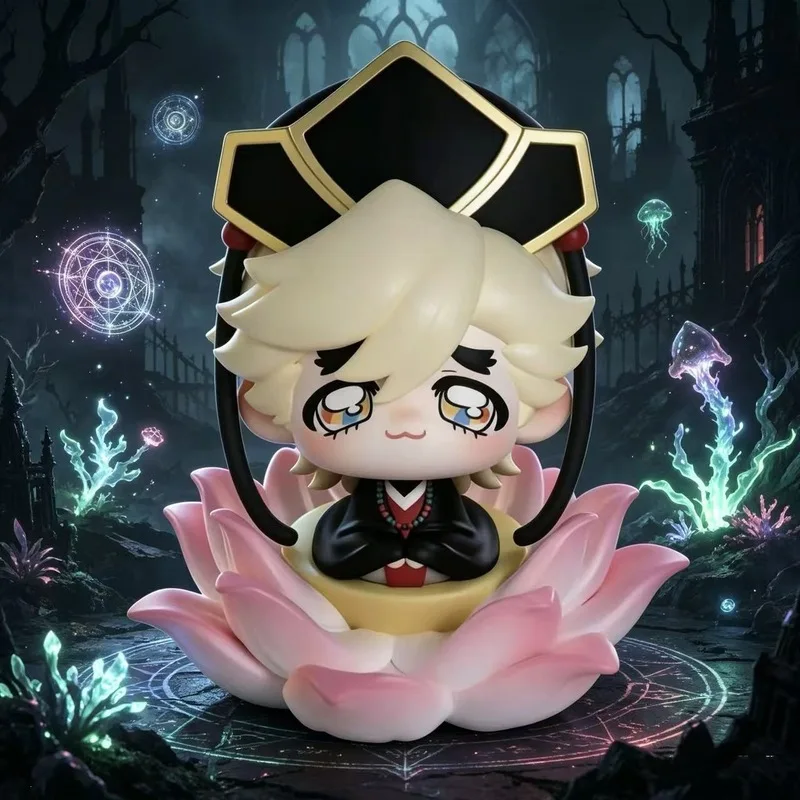 Demon Slayer Douma Chibi Anime Figure Lotus Sitting Collectible Noodle Press Car Decor Computer Case Decor Desktop Ornament - view 2