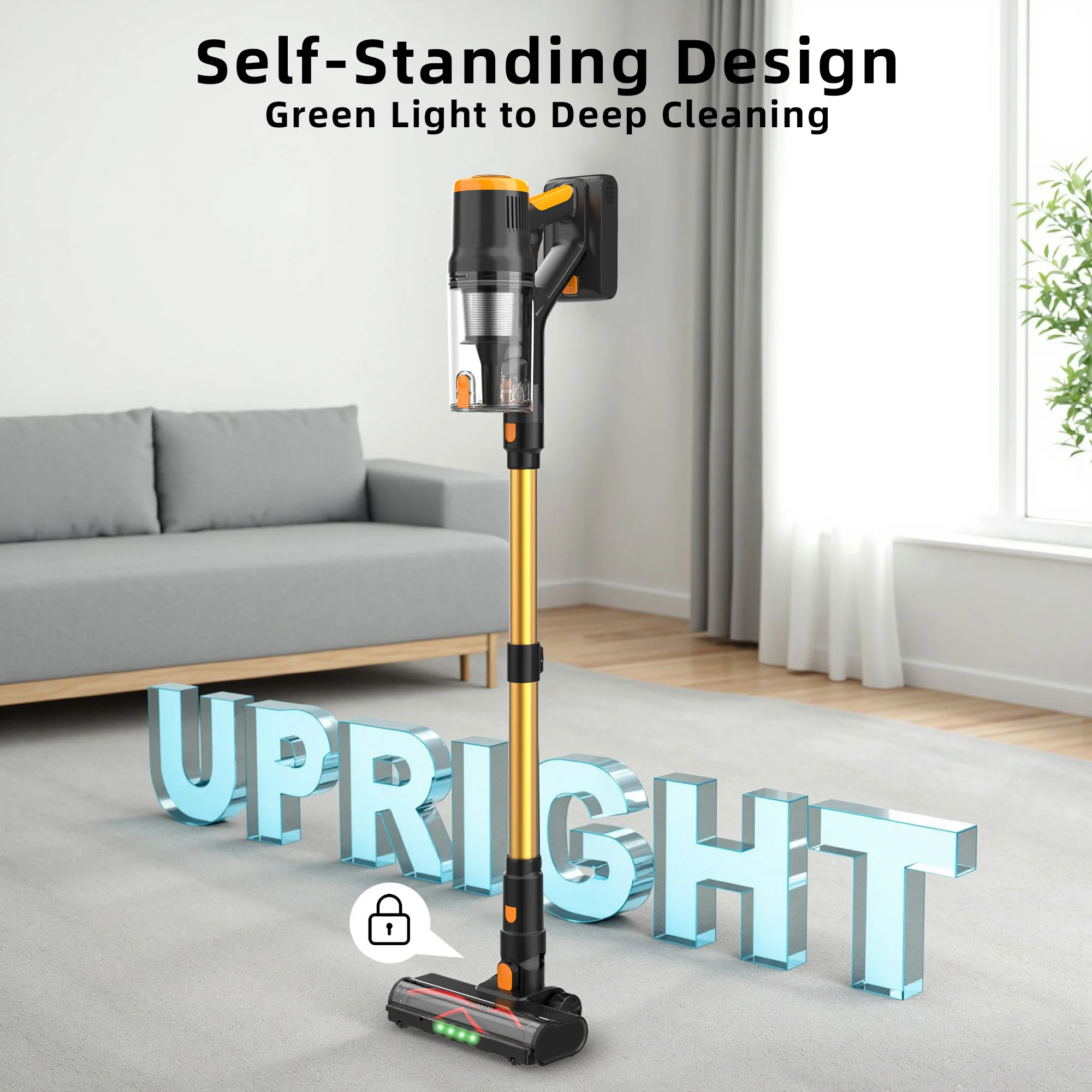 مكنسة كهربائية لاسلكية بتصميم قائم بذاته DSV112A بقدرة 550 وات 45000 باسكال - محرك قوي بدون فرش، مكنسة منزلية محمولة باليد