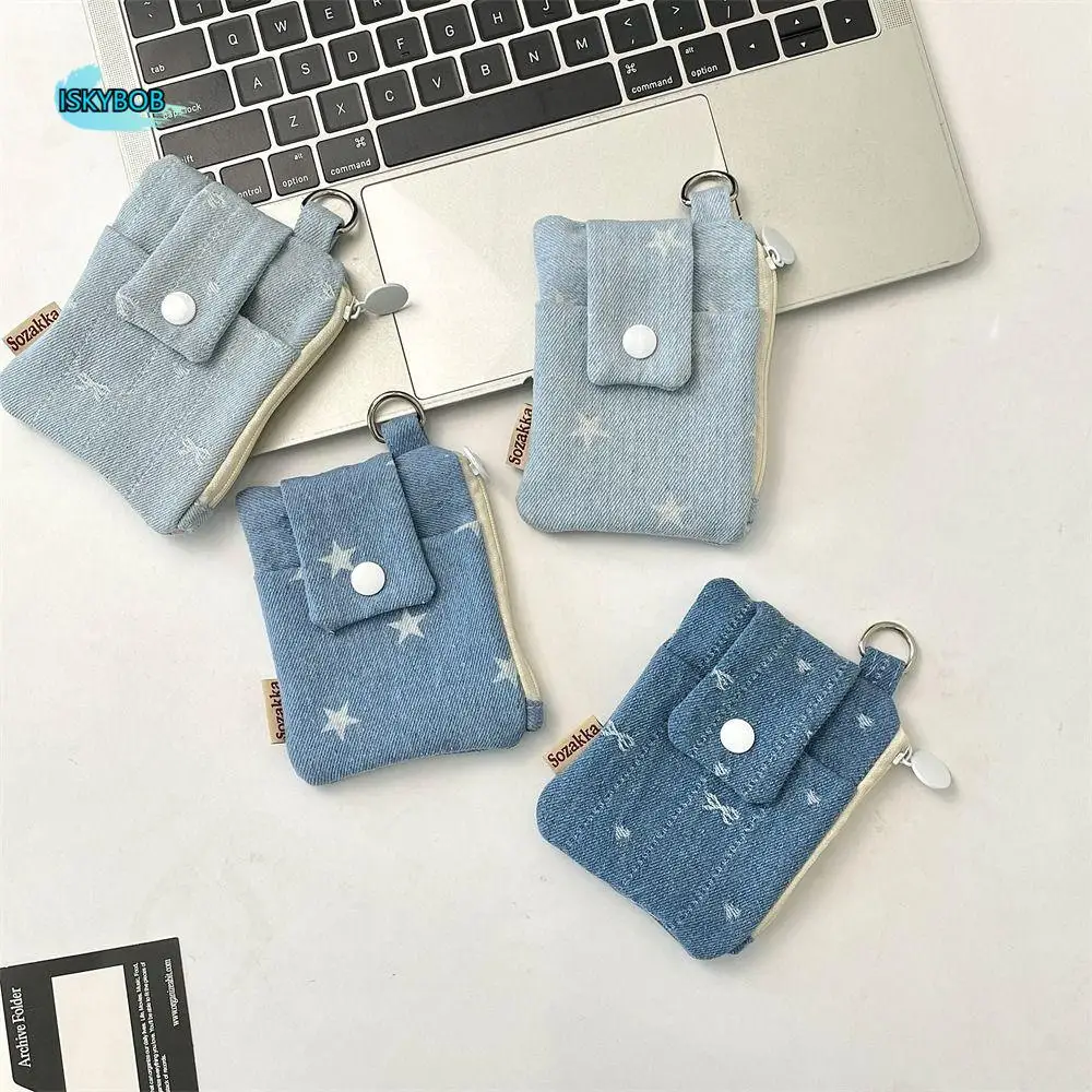 

Temperament Canvas Denim Coin Purse Bow Korean Style Mini Cash Wallet Pendant Multifunctional Cloth Envelope Wallets Women
