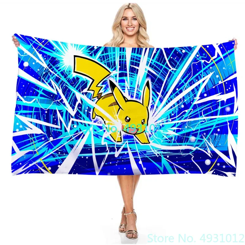 

Anime Pokemon Pikachu Shower Beach Towels Bath Towel Microfiber Washcloth 70cmx140cm 3D Digital Printed Baby Child Kids Gift