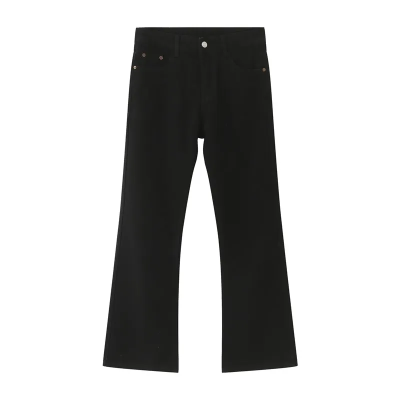 

Модные мужские джинсы-клеш с прямыми штанинами, удобные, из смесового хлопка, со средней посадкой, на шнурке, для повседневной носки, приятные к телу