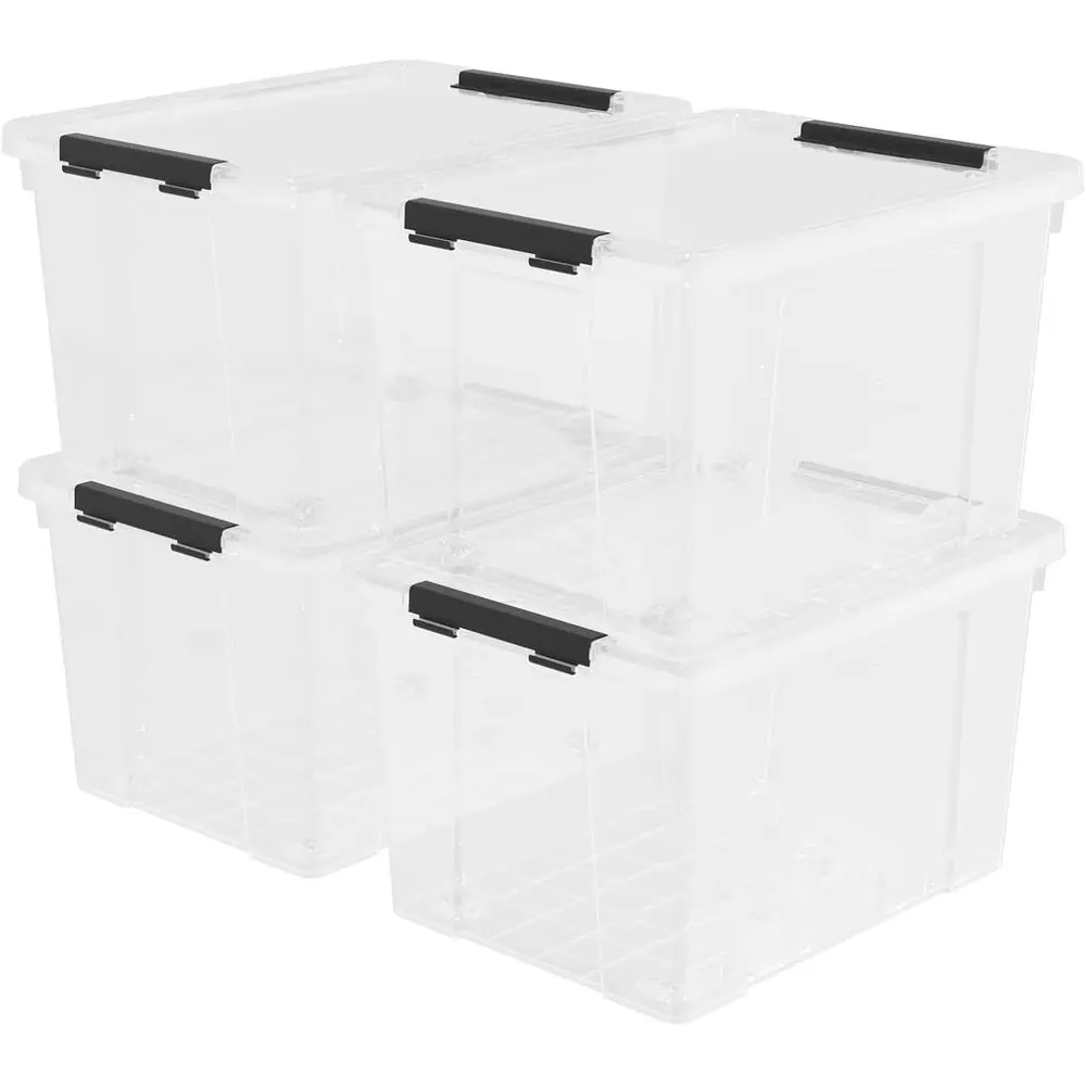 

Set of 4 Clear 40-Quart Storage Bins with Lids and Wheels