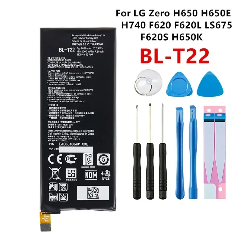 Original BL-T22 2050mAh Replacement Battery For LG Zero H650 H650E H740 F620 F620L LS675 F620S H650K phone Batteries+Tools