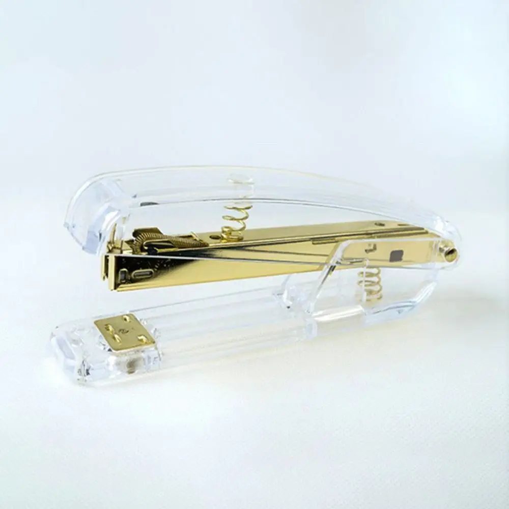 Manual Transparent Stapler Transparent Rose Gold Paper Stapler Simple Portable Book Binding Machines School Office Supplies
