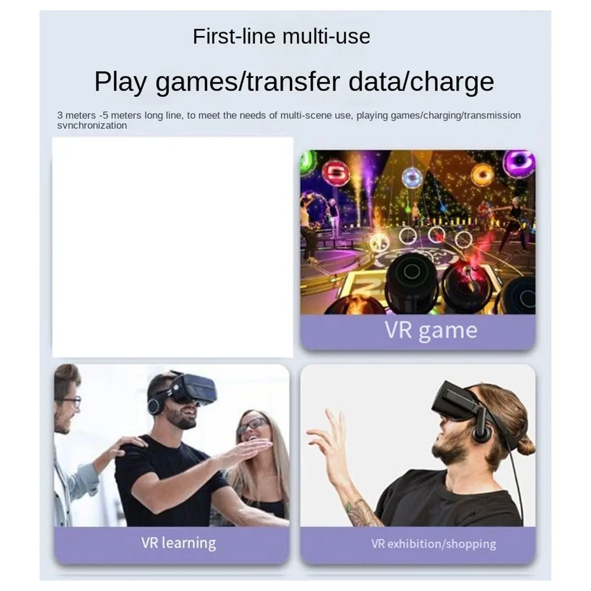 16FTLink Cable for Quest2/3,High Speed Data Transfer Charging Cable Charger Accessories VR Headset Gaming to PC