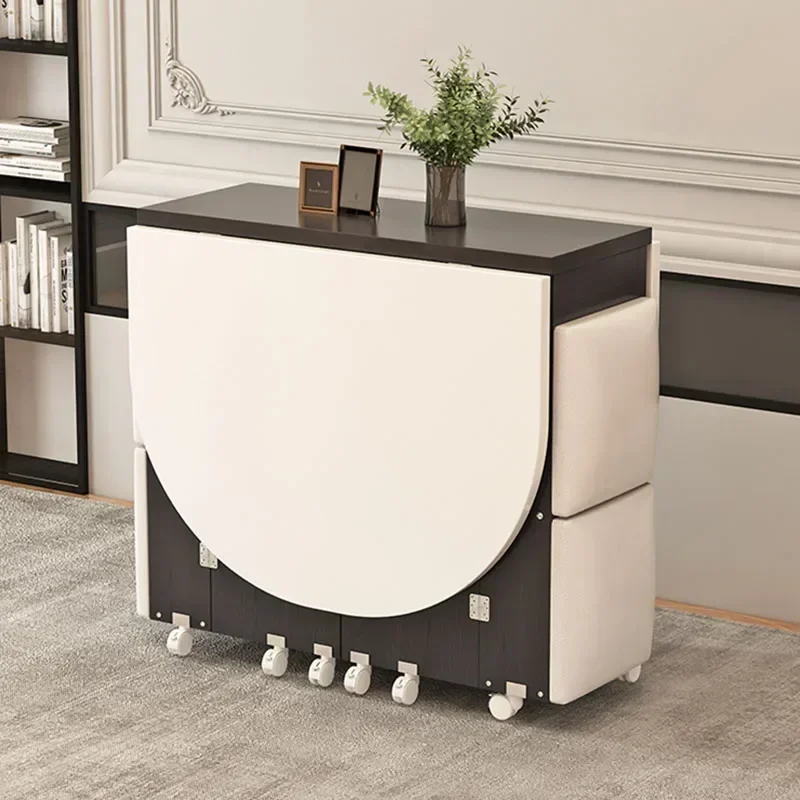 

Складной боковой обеденный стол, дизайн пола, компактный обеденный стол на колесах, прямоугольный белый Mesa De Centro De Sala, мебель для дома