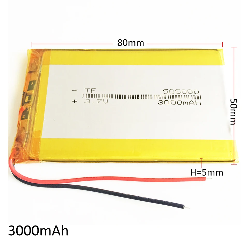 3.7V 3000mAh505080 Polimerowy akumulator litowo-polimerowy Lipo do GPS DVD PDA PAD power bank e-book aparat tablet 5*50*80mm