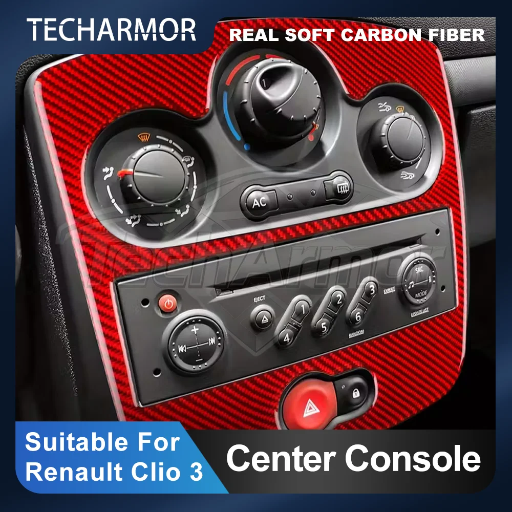 

Carbon Fiber Center Console Protector Cover For Renault Clio 3 2006-2012 Dashbroad Trim AC CD Panel Car Sticker Auto Accessories