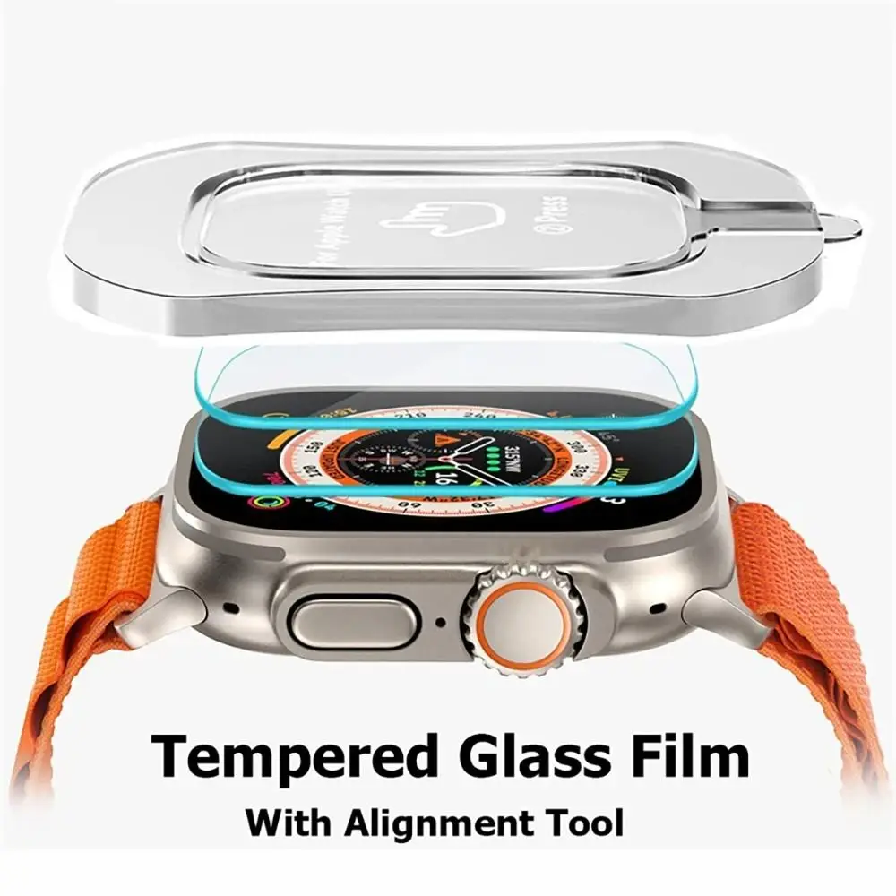 With Alignment Tool Tempered Glass Film Easy Install Kit Tempered Screen Protector HD Protection for Apple Watch Ultra 1/2 49mm