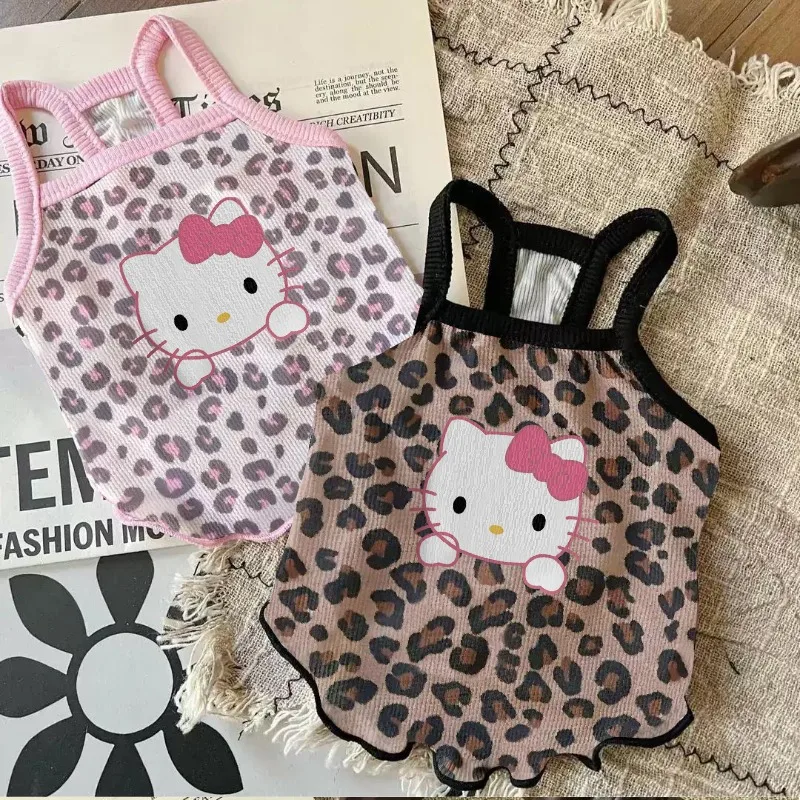 

Summer Kawaii Sanrio Hello Kitty Anime Thin Ice Silk Cat Vest Cute Cartoon Breathable Cool Pet Cat Clothing Strappy Tops Gifts