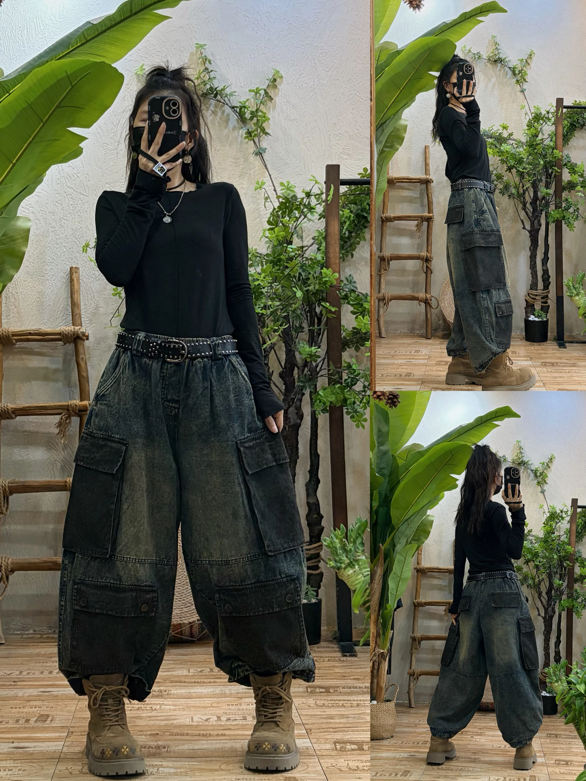 

Женские джинсы в стиле ретро, свободные, повседневные, широкие, укороченные (7/8), из хлопка, с высокой талией, прямого кроя