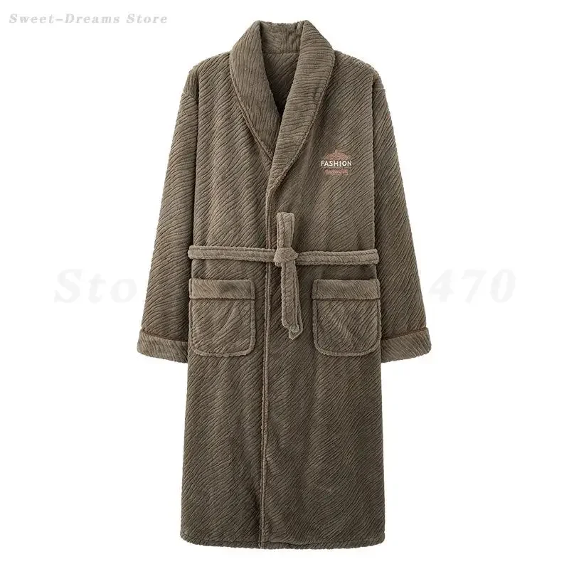 

Мужской толстый халат, ночная рубашка, коралловый флис, теплая зимняя фланелевая одежда для сна, домашняя одежда, халат с длинными рукавами, кимоно, одежда для дома