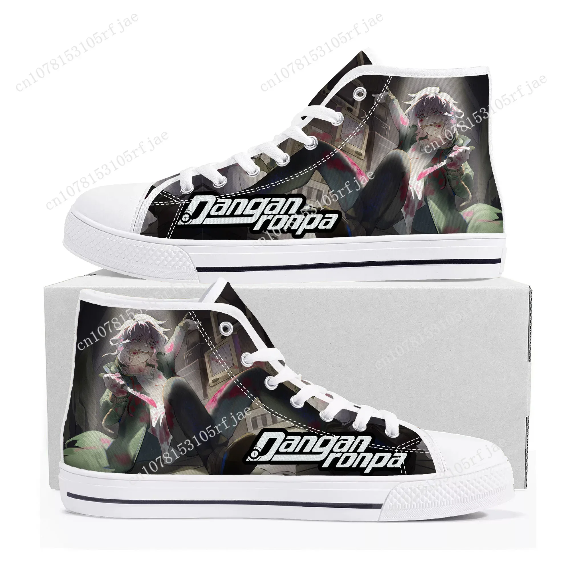 Cartoon Game Danganronpa Komaeda High Top Sneakers Mens Womens Teenager High Quality Canvas Shoes Casual Tailor Made Sneaker