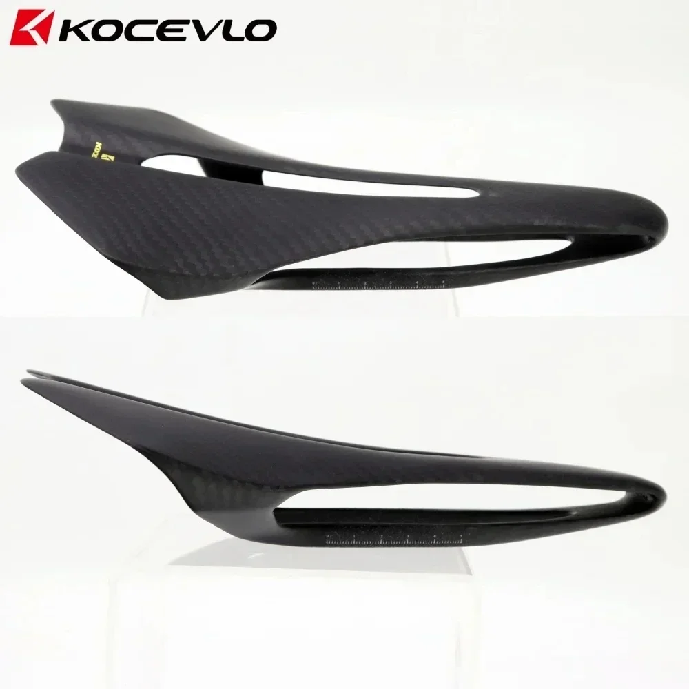 

KOCEVLO Carbon Fiber Bicycle Saddle Integrated Design All Carbon Hollow Breathable Bicycle Cushion Ultra Light 90g