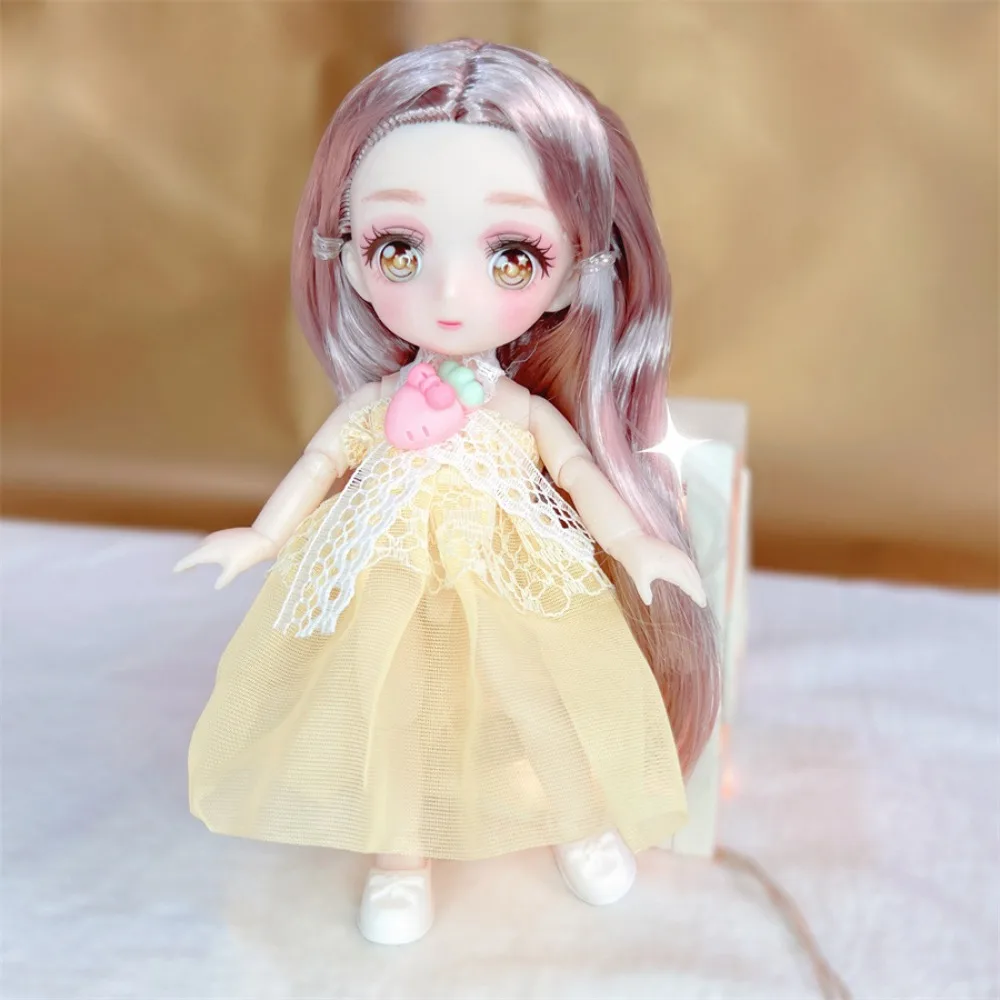 Movable Joint 16cm Anime Eyes Toys Dolls Ball Jointed Body Colorful Kawaii Bjd Doll Cute Mini Cute Bjd Anime Doll DIY Kids Toys