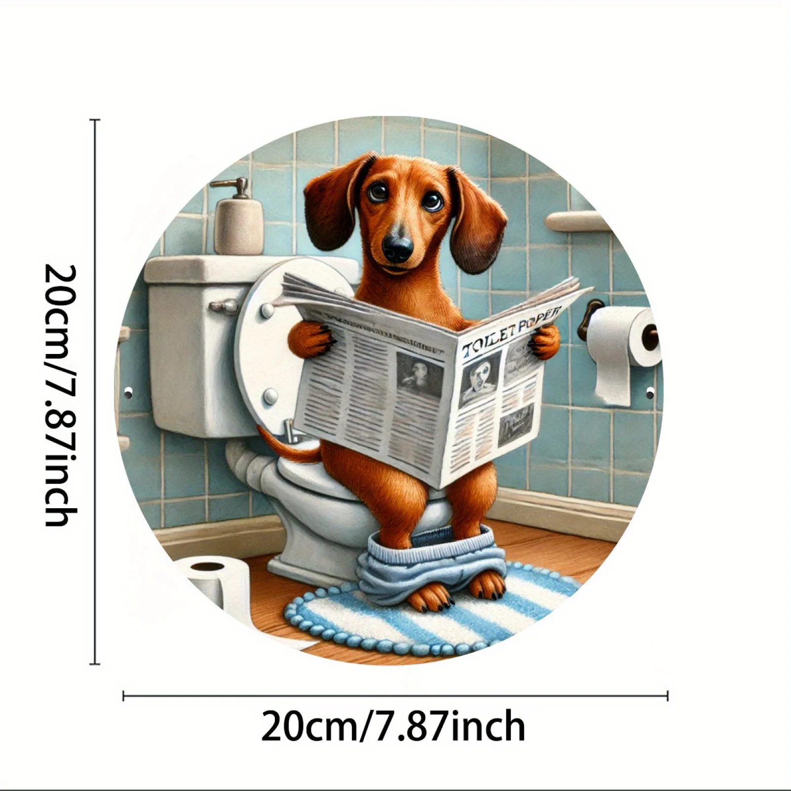 2D flaches 1-teiliges Retro-Rundschild aus humorvollem Dackel-Holz, geeignet für Heim- und Wanddekoration, Kunstbar und Toilettenschilder – Detail 8