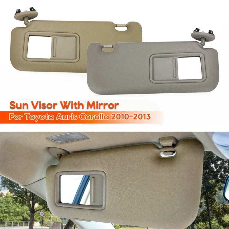 Car Sun Visor With Mirror For Toyota Auris Corolla 2010 2011 2012 2013 Beige Grey Left Right Side Driver Passenger Side Interior