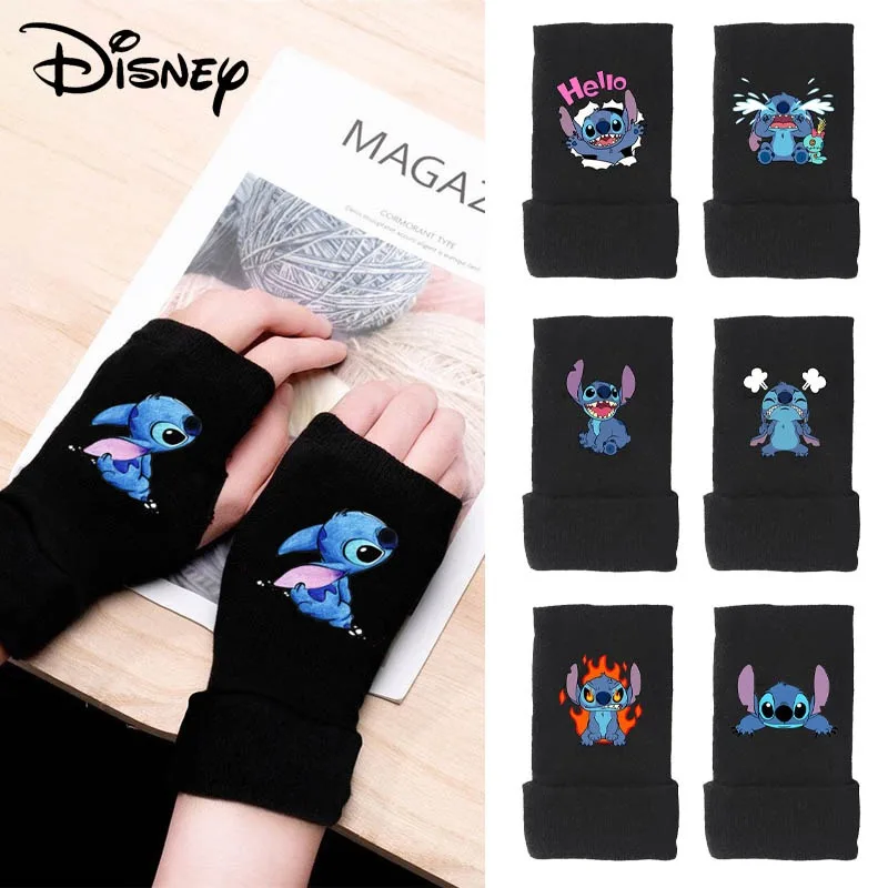 1 Paar süße Stich kurze Halb finger Handschuhe Unisex gestrickt elastisch warm Handgelenk Handschuh Anime Winter Soft Guantes Radsport zubehör