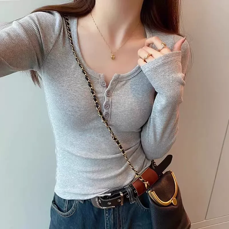 Herbst Winter Taste V-ausschnitt T-shirt Frauen Grundlegende Dünne Pullover Frauen T-shirt Pullover Stricken Weiche Warme Tops ﻿