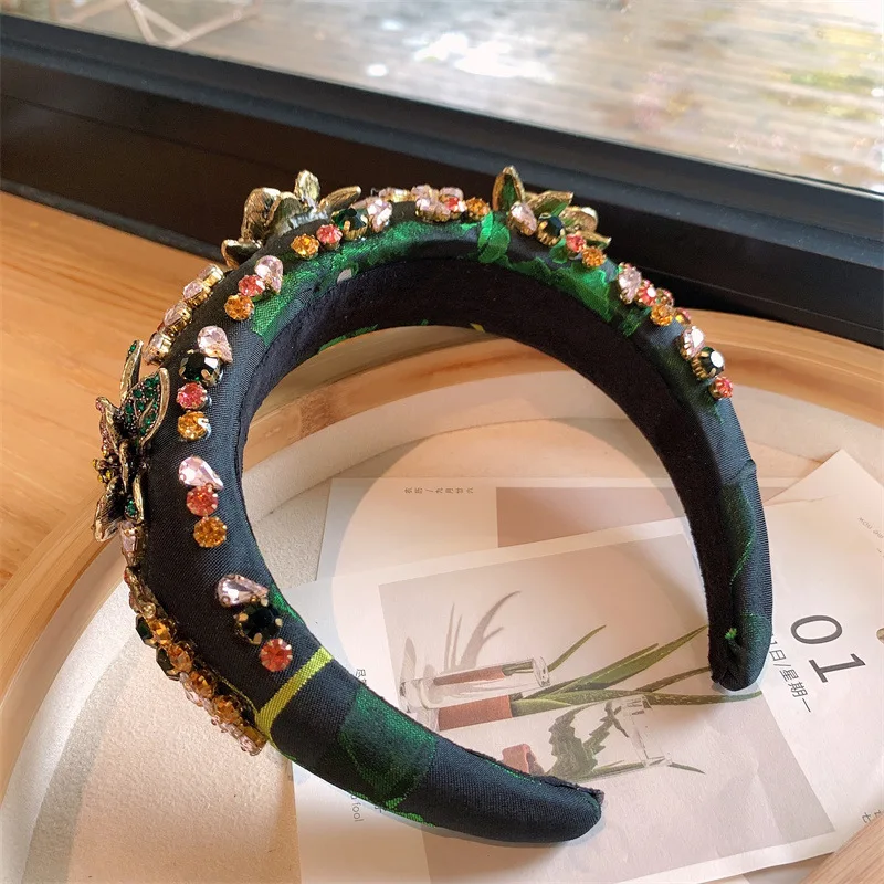 Luxury Handmade Baroque Full Colorful Crystal Padded Headbands Rhinestones Hairbands For Women Wedding Hair Accessories