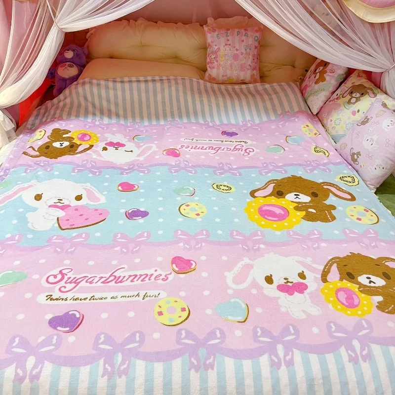 Cute Sanrio Sugarbunnies Cute Coral Plush Blanket Office Home Lounge Chair Blankets Cartoon Loving Soft Printed Blankets 2m*1.5m