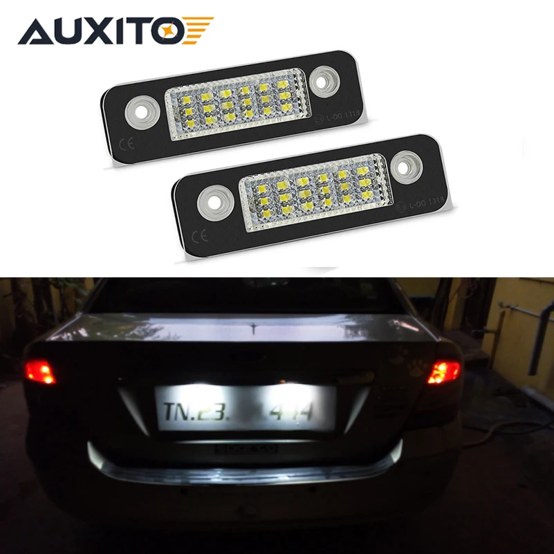 AUXITO 2Pcs Car LED License Number Plate Light Lamp For Ford Fusion 2001-2011 Fiesta MK5 2001-2008 Mondeo MK2 1996-2000 Canbus