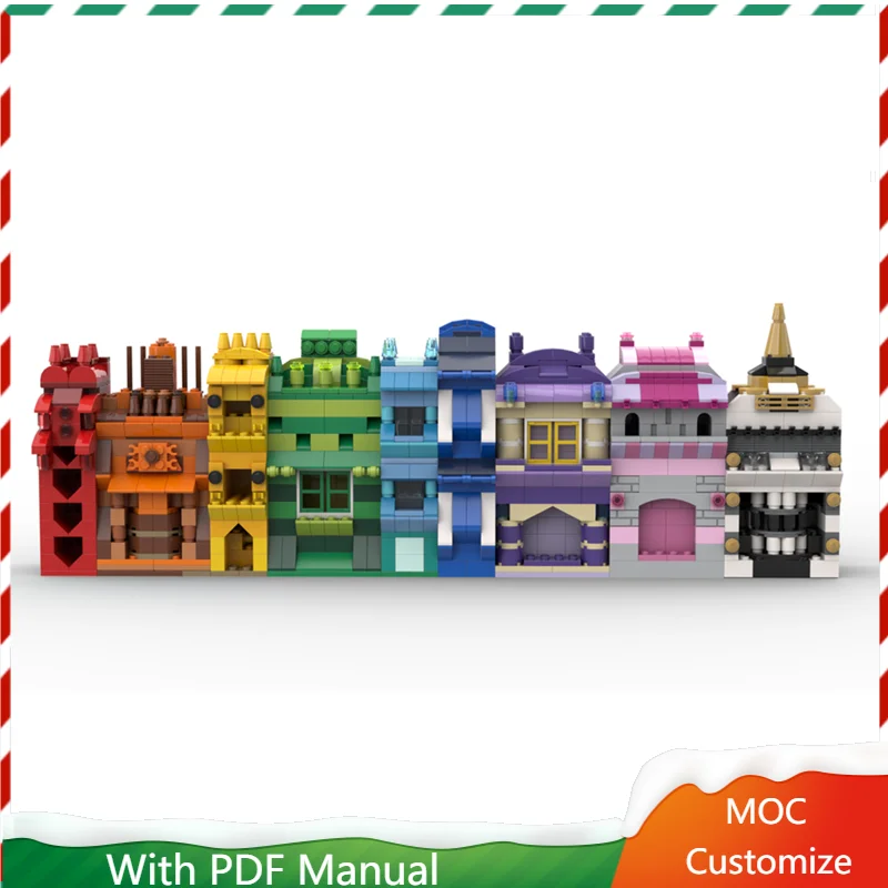 1244-delige Moc middeleeuwse luxe regenbooghuisscène bouwsteen aanpassen diy onderwijs montage kinderen speelgoed verjaardag verrassingscadeau