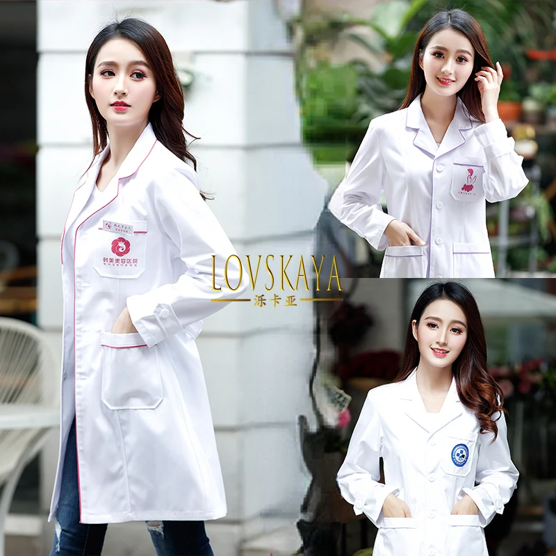 Work clothes women skin management white coats for doctors short sleeved summer nurse uniforms long sleeved high-end