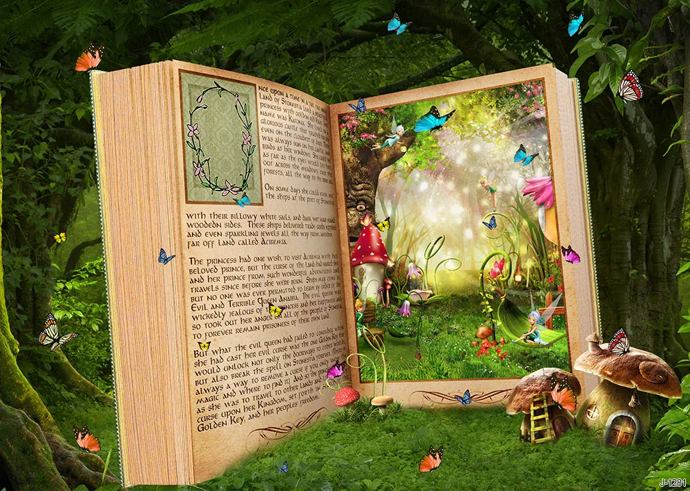 おとぎ話のブックの背景写真レトロな城のプリンセスロマンチックな結婚式の誕生日の背景の写真スタジオのアクセサリー