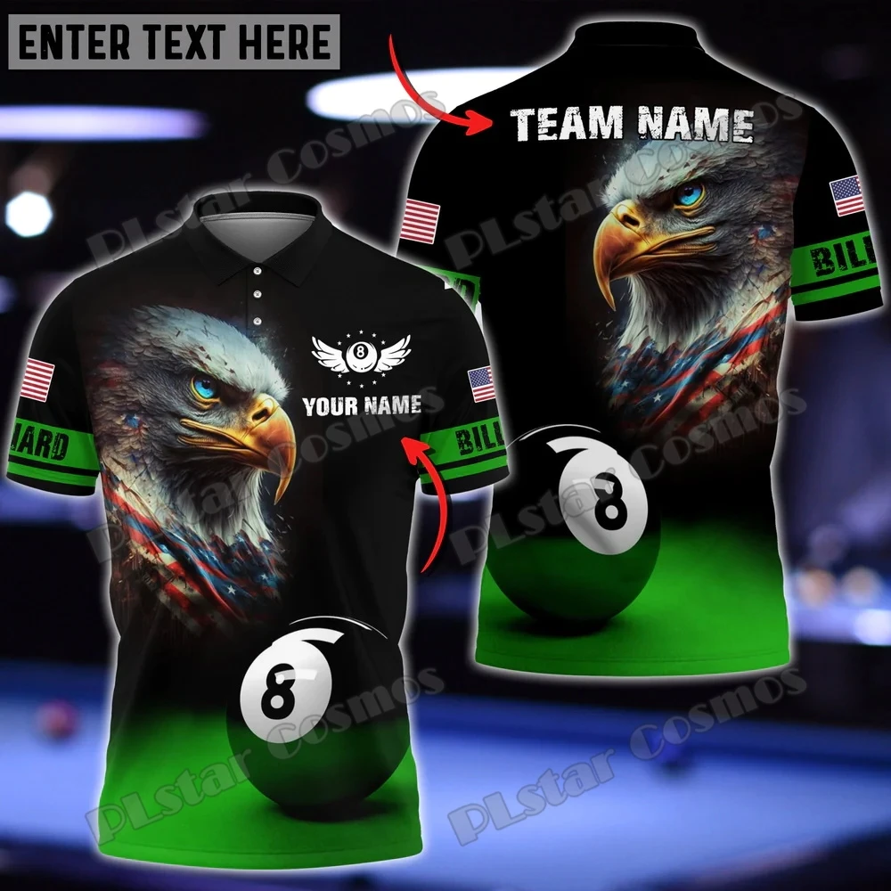 Pool Shark Billiard Personalized Name 3D All Over Printed Fashion Men's Polo Shirt Summer Street Unisex Casual Polo shirt WK69