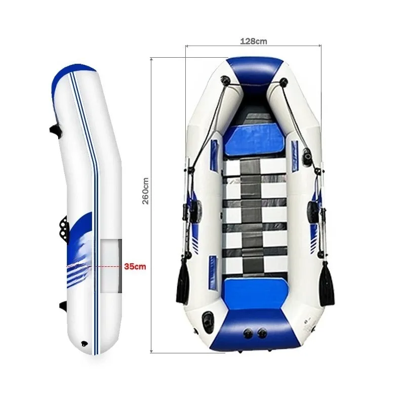 3 Person Wooden Floor PVC Inflatable Boat 2.6M Rowing Kayak With Paddles
