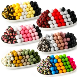 20Pcs/Lot Silicone Beads 15mm Round Print Beads For Jewelry Making DIY Necklace Bracelets Jewelry Accessories