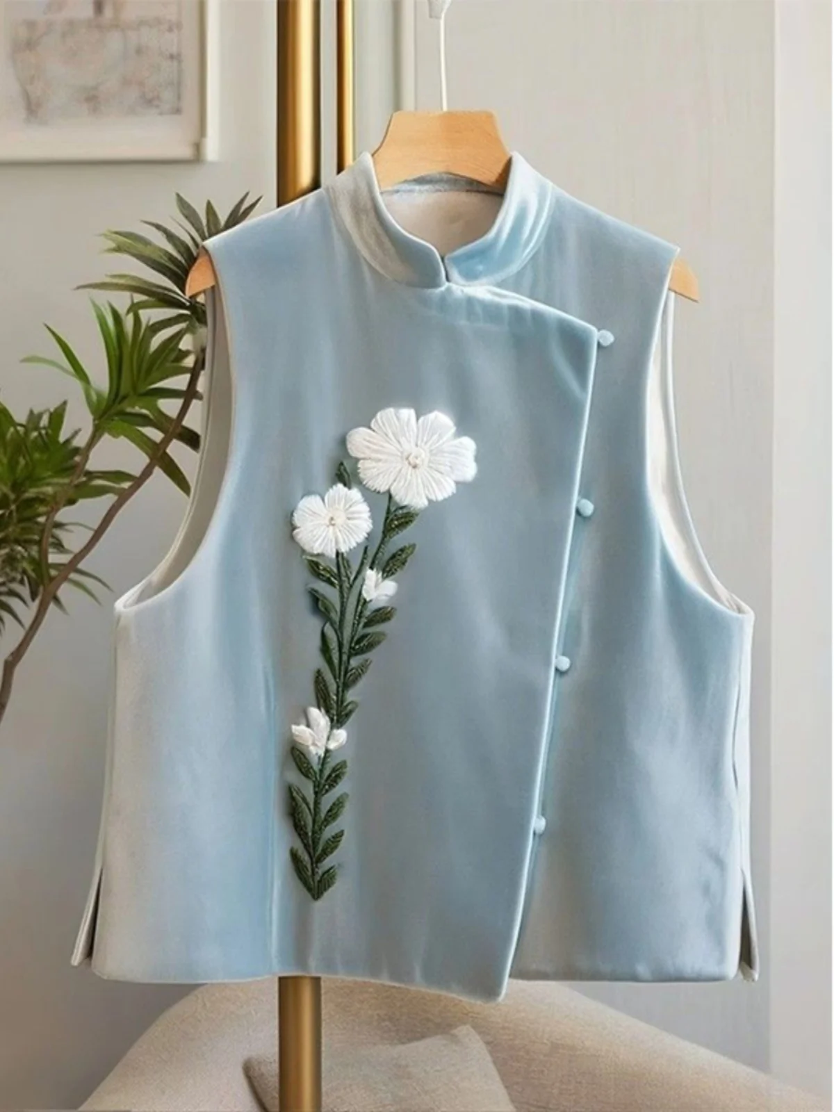 New Chinese Sle Embroidered Velvet Jaet Women's Beautiful Top Heavy Design Small ence Commute Art Loose Fit ort