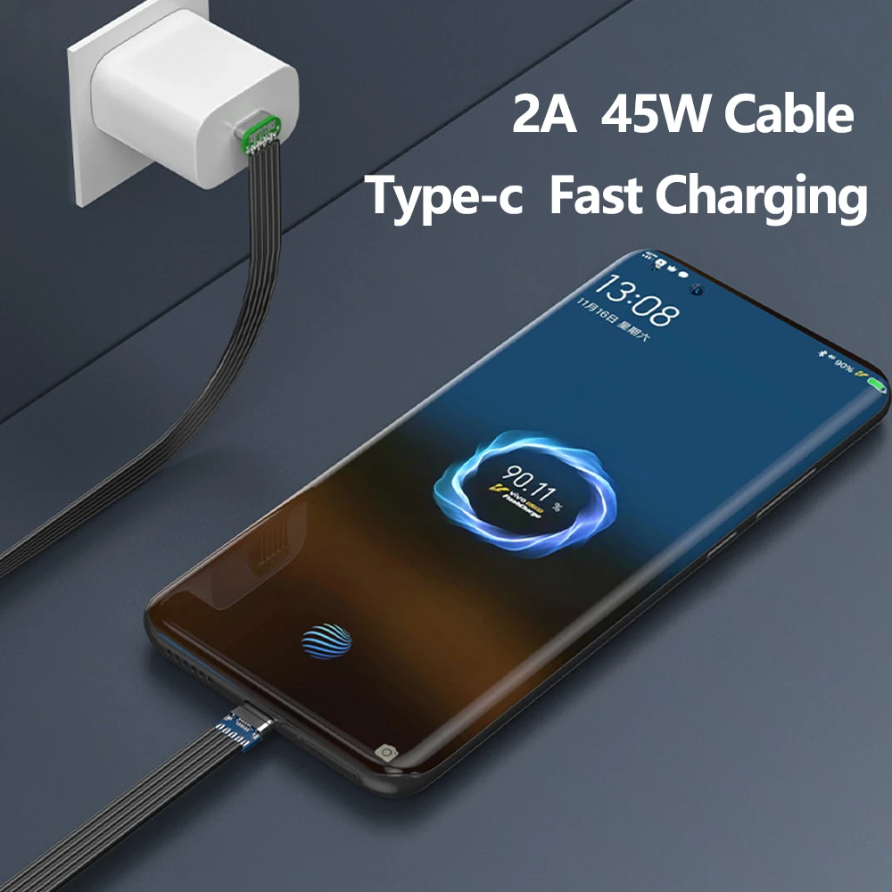 

2A Type-c to Type-c Data Cable USB 2.0 PD 45w Fast Charging for Tablet Pc Mobile Phone Android Up Down Left Right Angled