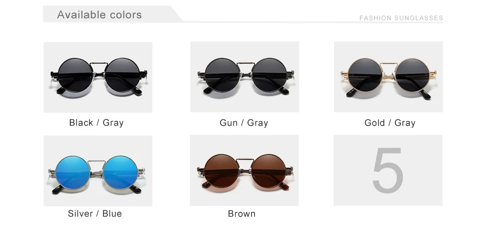 KINGSEVEN Gothic Steampunk Sonnenbrille Polarisierte Hohe Qualität Männer Marke Designer Vintage Runde Edelstahl Rahmen Brillen – Detail 2
