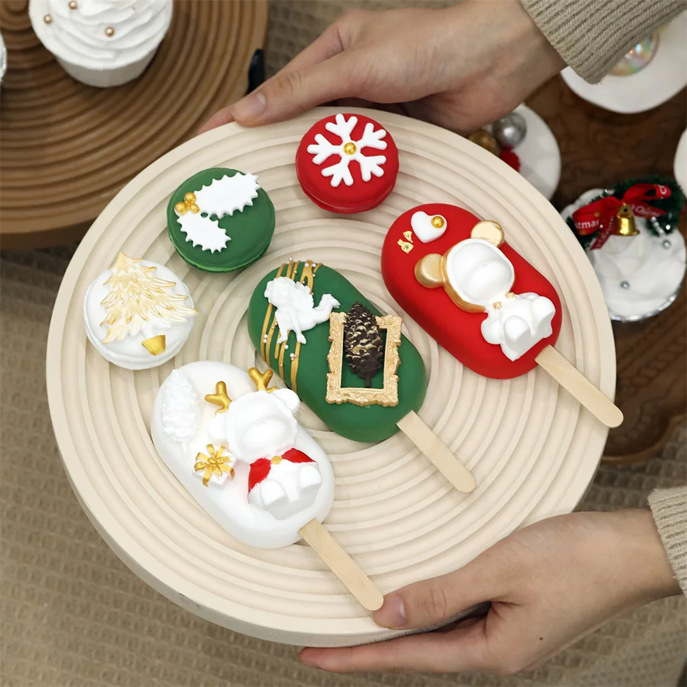 

fake dessert christmas party supplies Reindeer Gingerbread Man snowflake xmas decoration doughnut ice cream cake model
