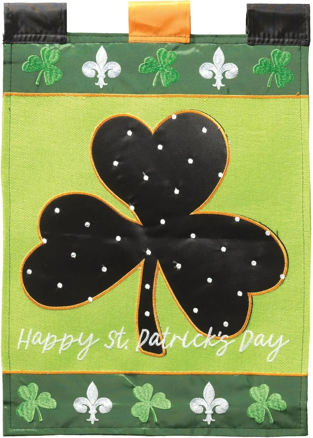 Magnolia Garden Happy St Patricks Day Shamrocks and Fleur-de-lis 13 x 18 Inch Polyester Garden Flag