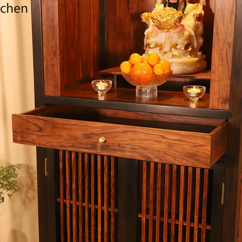 YFY  solid wood vertical cabinet buddhist niche offering table altar guanyin worship table god of wealth for home buddhist