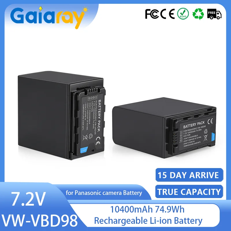 1-2pcs 10400mAh VW-VBD98 AG-VBR118 Battery for Panasonic AG-3DA1 AC8 DVX200 HPX250 HPX255 AJ-PCS060 PX298 HC-X1000 HDC-Z10000