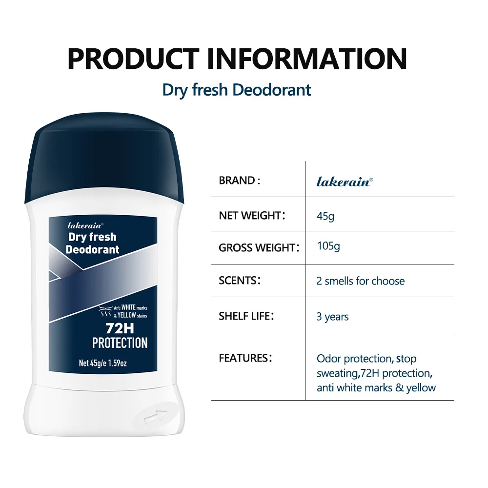 45g Man Dry fresh Deodorant Inhibitor Long Lasting Underarm Sweat Deodorizer Dry Removal Eliminate Badly Smell Skin Care